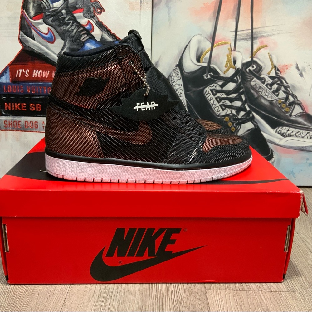 New Nike W Air Jordan 1 HI OG Fearless Metallic Rose Gold Size 7.5 & 8.5 Women